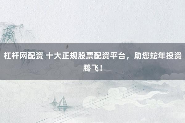 杠杆网配资 十大正规股票配资平台，助您蛇年投资腾飞！